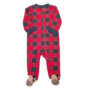 Carter's Fleece Moose Checkered Footie 9m